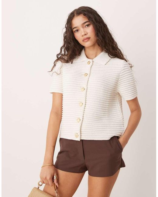 ASOS Vest Met Korte Mouwen, Steken En Schelpknopen in het White