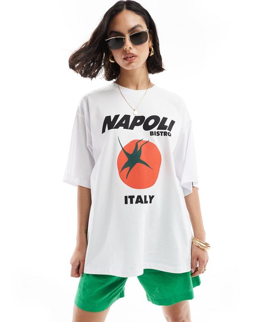 ASOS White Oversized T-shirt With Napoli Tomato Graphic