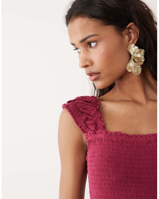 Vila Red Shir Bodice Tie Maxi Dress