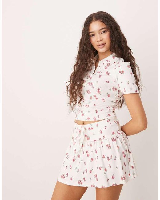 Minifalda Con Estampado De De (Parte De Un Conjunto) ASOS de color Natural