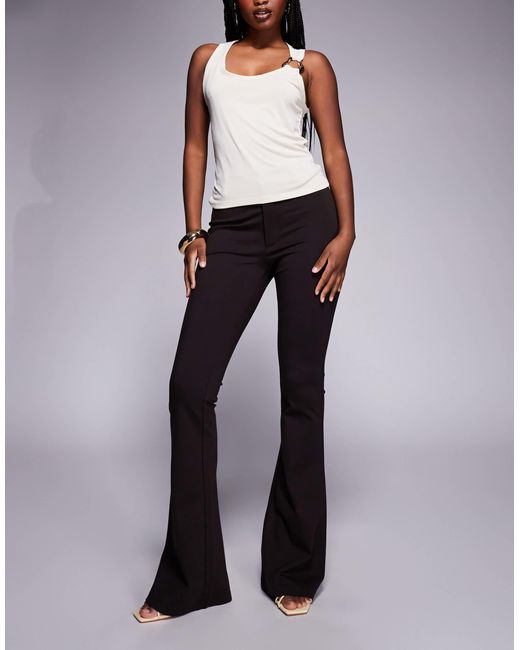 ASOS Brown Premium Ponte Flare Trouser With Tailored Waistband
