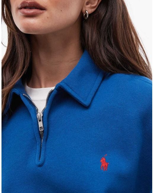 Polo Ralph Lauren Blue Icon Logo 1/4 Zip Sweatshirt