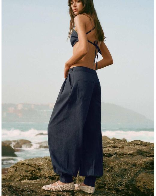 Pull&Bear Blue Rustic Sarouel Trousers