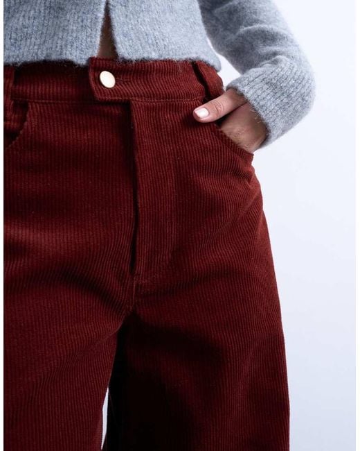 TOPSHOP White Cord High Rise Barrel Trouser