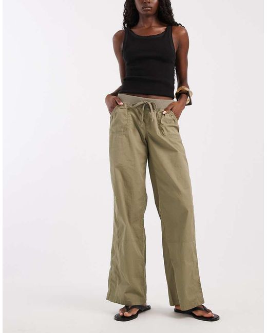 Hollister Green Y2k Low Rise Utility Pull On Pants
