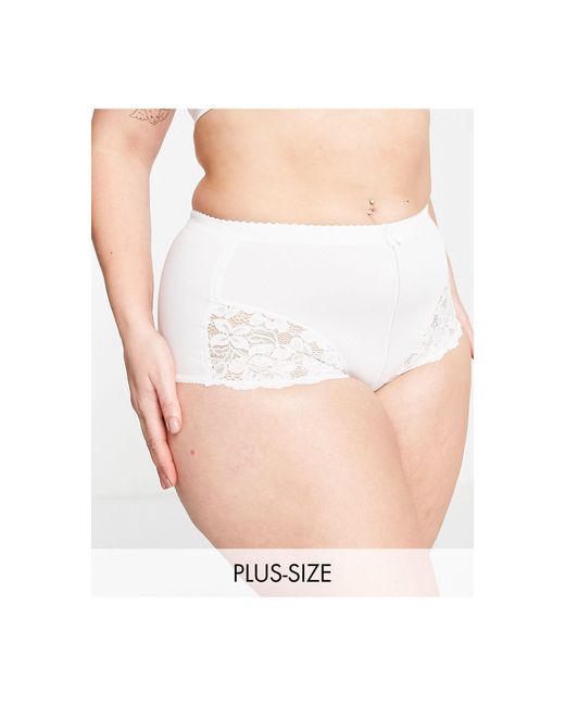 Yours White Lace Highwaisted Brief