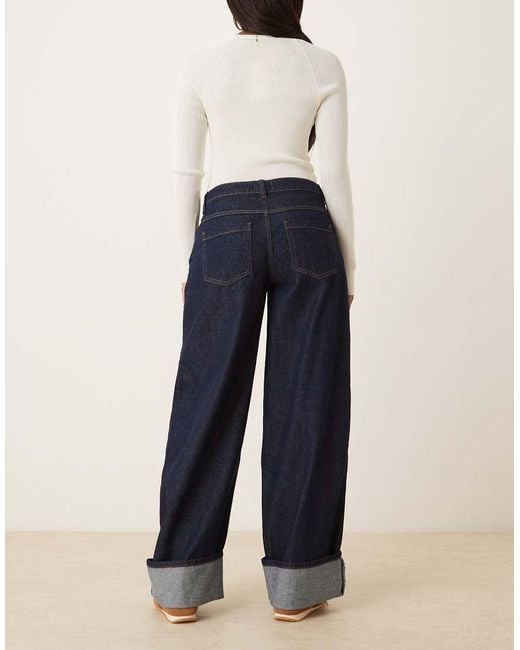Vaqueros De Corte Boyfriend Holgado Extragrande Con Bajos Vueltos Y Acabado Enjuagado De -Azul Marino ASOS de color Blue