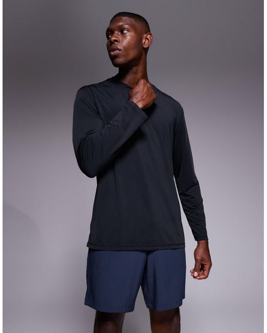4505 Blue Quick Dry Nylon Performance Mesh Oversized Running Long Sleeve for men