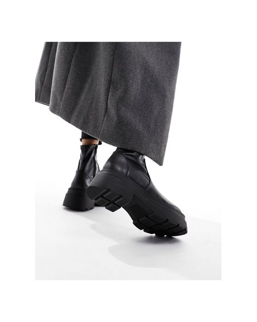 London Rebel Black Chunky Sock Boots