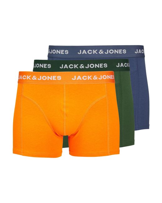Jack & Jones Orange 3 Pack Trunks With Tonal Waistband for men
