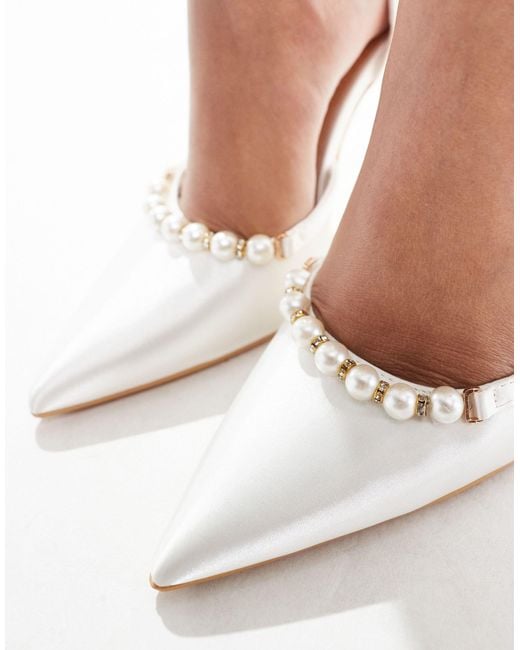 Truffle Collection White Bridal High Heel Embellished Court Shoes