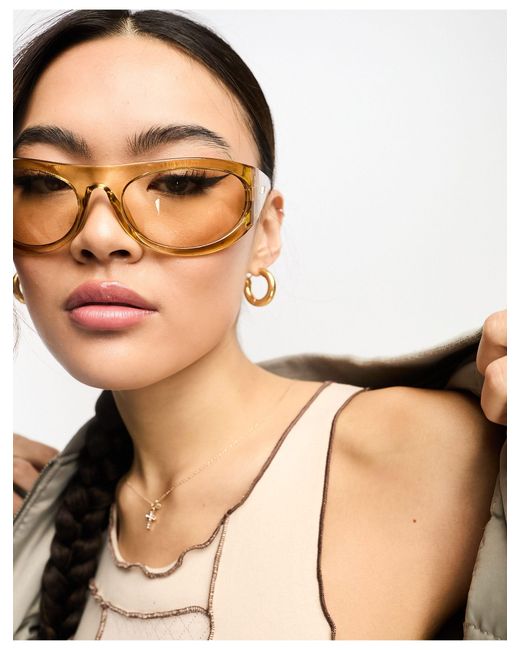 Le Specs Brown Trash Trix Wrap Sunglasses