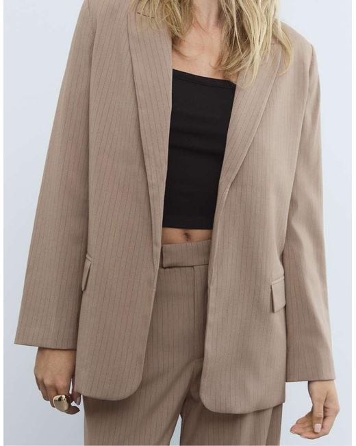 Blazer Aperto A Righe Testurizzato di Stradivarius in Multicolor