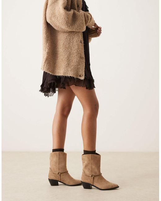 Glamorous Natural Western Low Ankle Boots