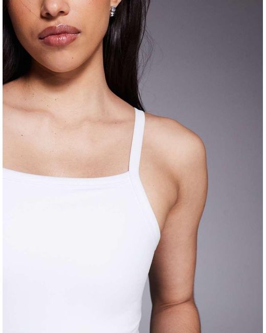 4505 Blue Soft Touch High Neck 90S Cami With Inner Bra And Removable Padding