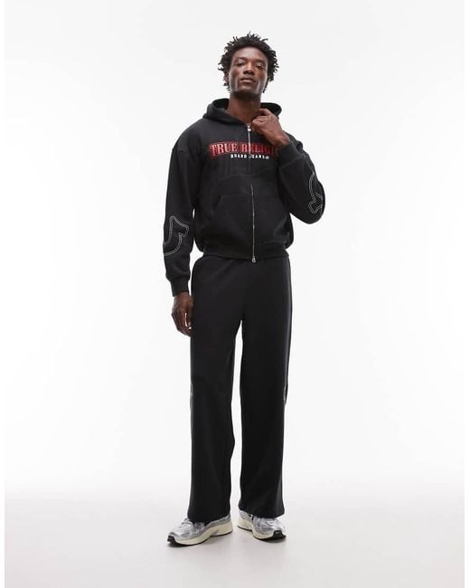 True Religion Black Big T Logo baggy Sweatpants for men