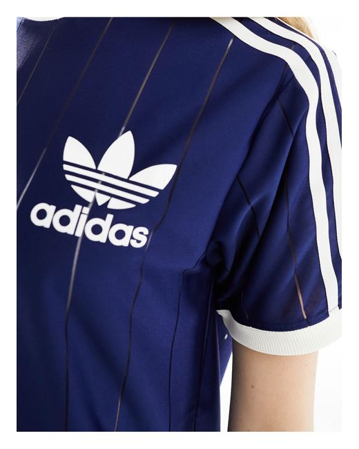 T-shirt e bianca con tre strisce di Adidas Originals in Blue