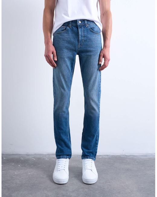 Topman – eng geschnittene jeans mit stretch in Blue für Herren