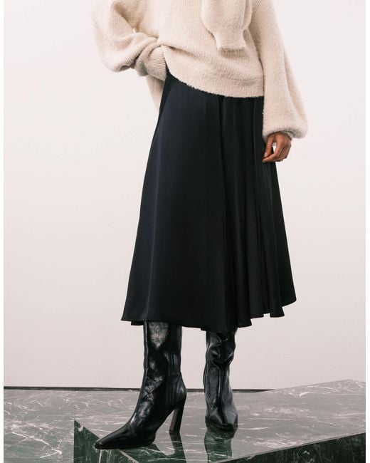 ASOS Pink Satin Midi Circle Skirt