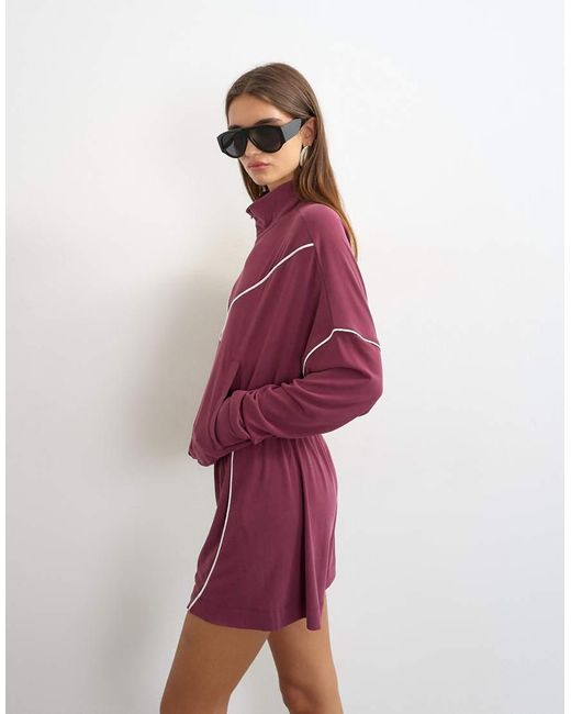 TOPSHOP Red Sports Piping Detail Shorts