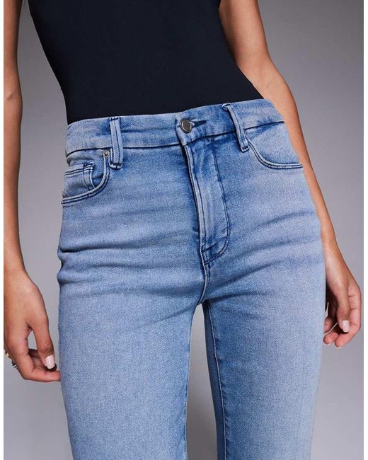 GOOD AMERICAN Blue Good Legs Straight Split Pockets Jeans