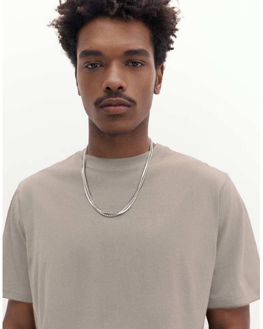 Pull&Bear Gray Basic Short Sleeve Cotton T-shirt for men