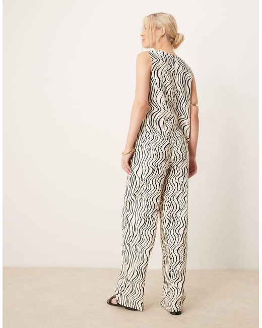 ASOS Elegante Broek Met Rechte Pijpen En Linnenlook in het Natural