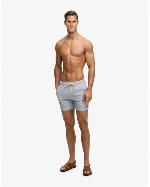 Superdry White Seer Sucker 15-Inch Swim Shorts for men