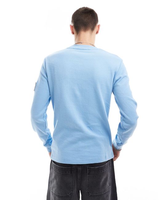 Calvin Klein Blue Badge Waffle Long Sleeve T-shirt for men