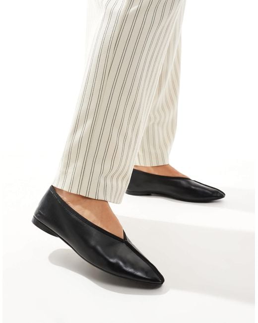 & Other Stories Natural Leather Pointed Ballet Flats With Front Seam Detail
