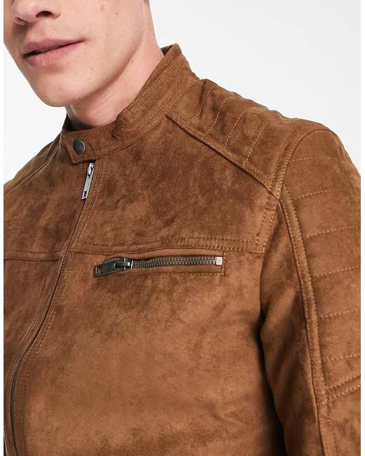 Jack & Jones Brown Essentials Biker Jacket for men