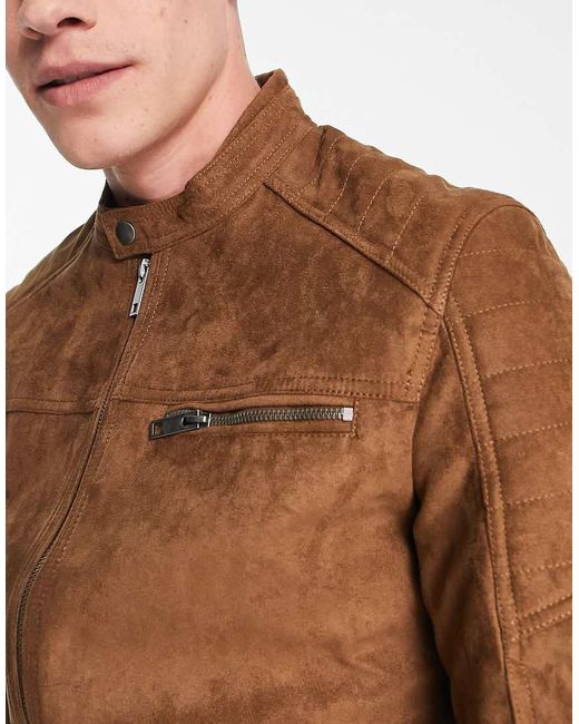 Jack & Jones Brown Essentials Biker Jacket for men