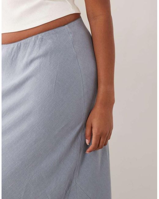 ASOS Blue Asos Design Curve Linen Bias Midaxi Skirt
