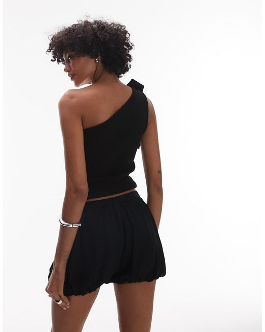 & Other Stories Black Puffball Shorts With Drawstring Waist