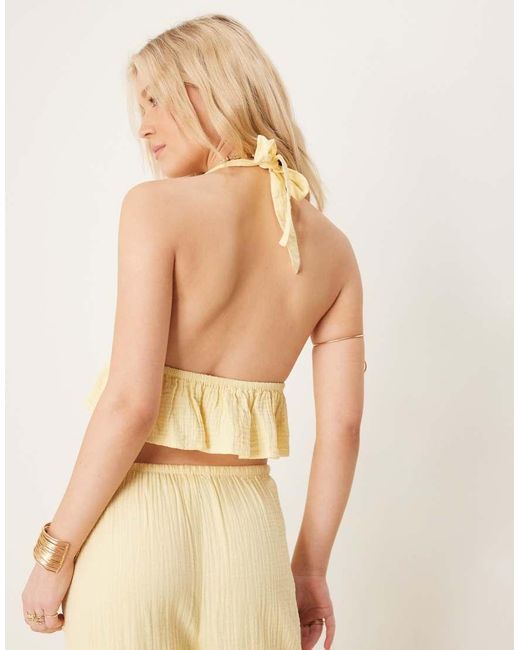 Iisla & Bird Natural Tie Front Beach Halter Waistcoat Co-ord