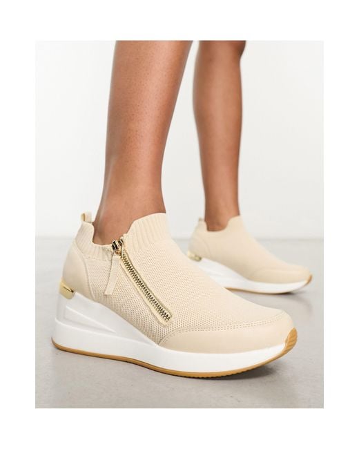 River Island Natural Zip Wedge Trainers
