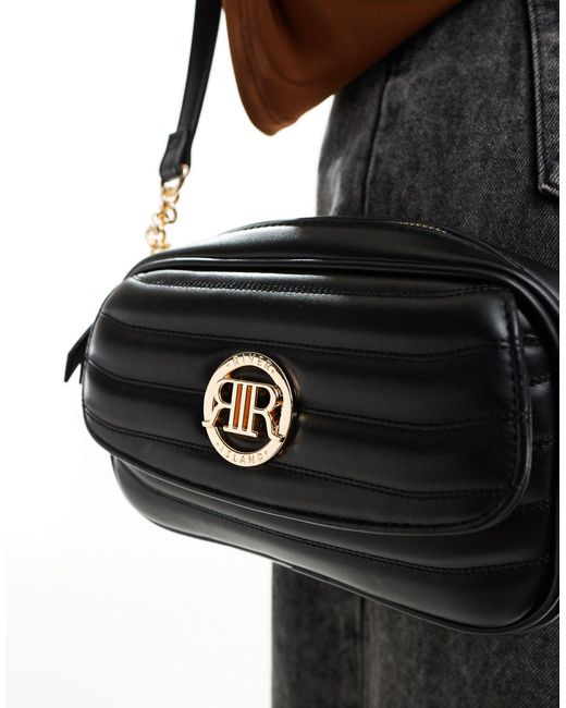River Island Black Quilted Front Pocket Cross Body Bag