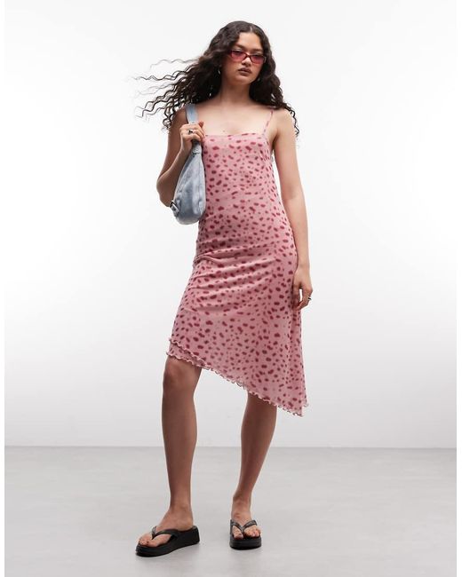 Reclaimed Vintage Red Animal Print Asym Cami Dress