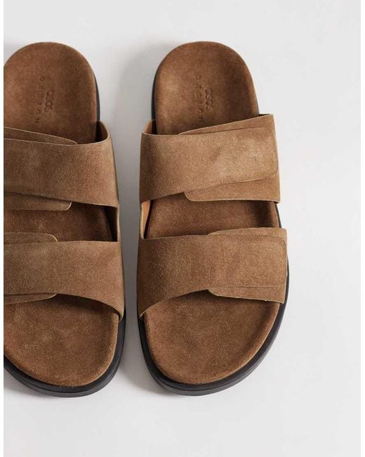 ASOS Brown Two Strap Sandals for men