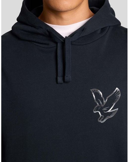 Lyle & Scott Blue Mid Layers Chrome Eagle Graphic Hoodie for men