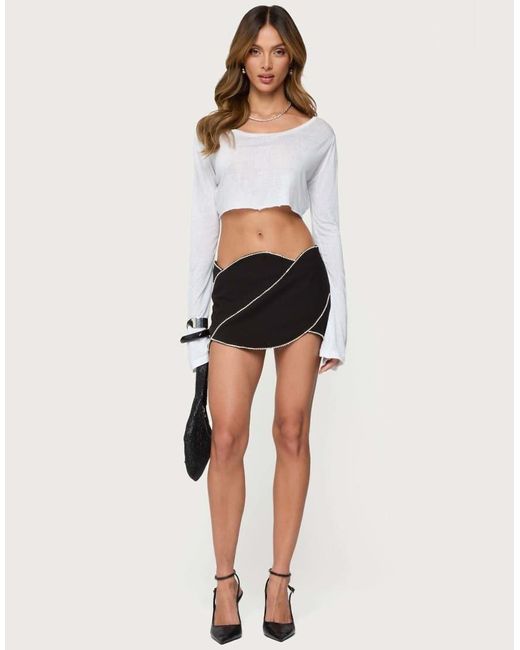 Edikted Black Abstract Rhinestone Mini Skort