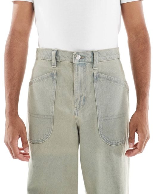 ASOS Green Super baggy Jeans With Back Adjuster And Tint for men
