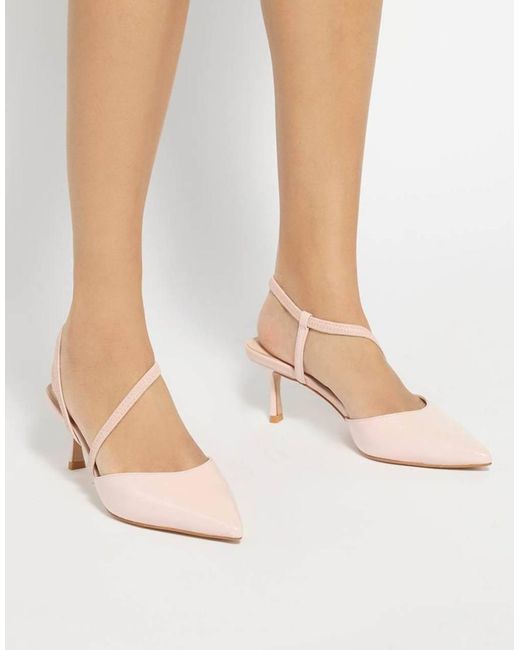 Dune Pink Standard Fit Leather Charming Court Shoes