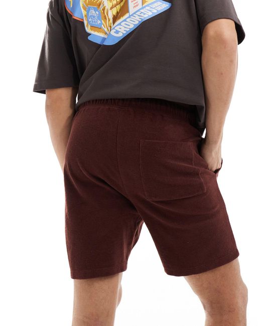 ASOS Brown Slim Towelling Shorts for men