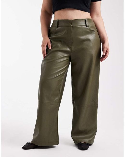 ASOS Black Curve Low Rise Mansy Faux Leather Trousers