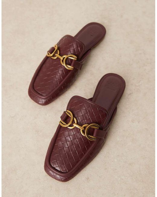 Mocasines Planos Estilo Mules Con Diseño Entretejido Mosaic De -Rojo ASOS de color Pink
