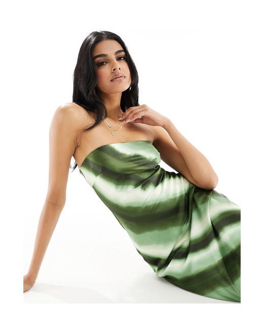 4th & Reckless Green Ombre Stripe Satin Maxi Dress