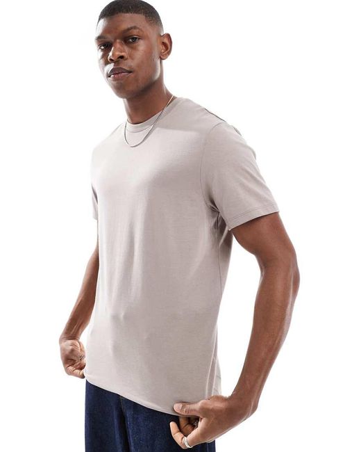 T-Shirt Girocollo Basic Color Pietra di ASOS in White da Uomo