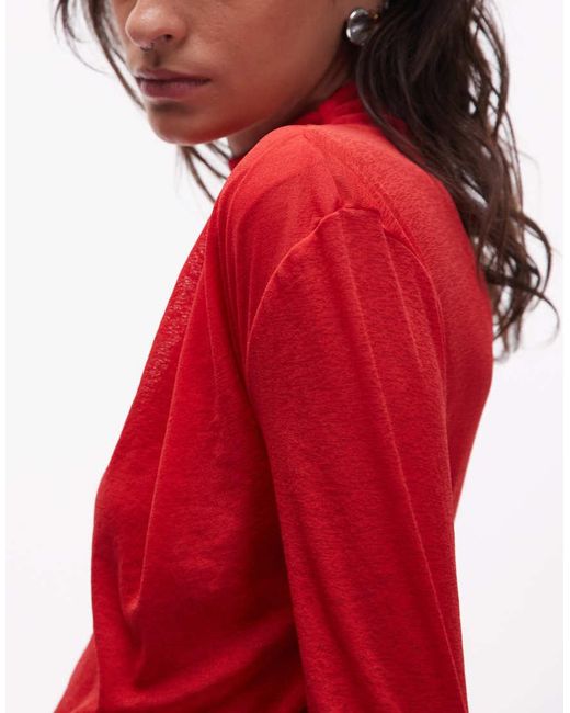 ASOS Red Grown On Neck Drape Top