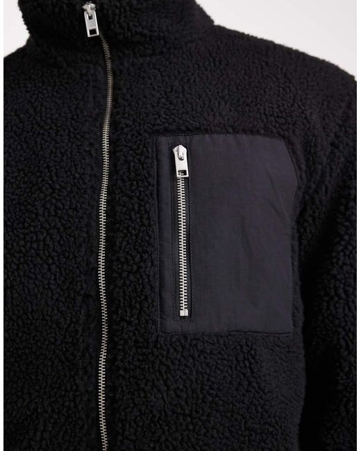 Jack & Jones Black Fleece Jacket With Pocket for men